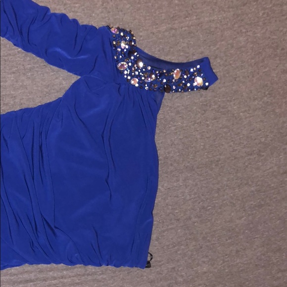 Blue one shoulder party dress - Picture 3 of 5
